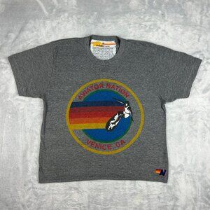 Aviator Nation T Shirt Womens Medium Gray Surf Circle Venice California